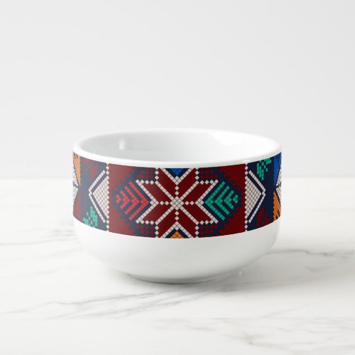 Traditional Palestine Embroidery tatreez  colorful Soup Mug