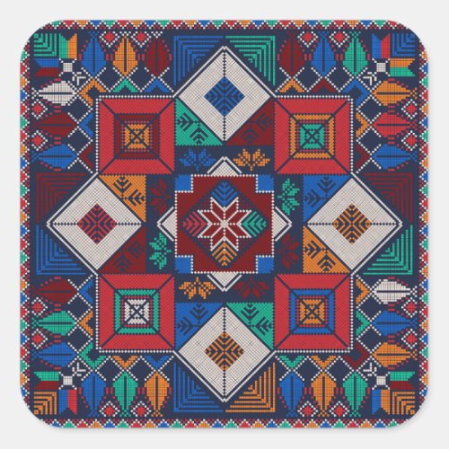Traditional Palestine Embroidery tatreez  colorful Square Sticker