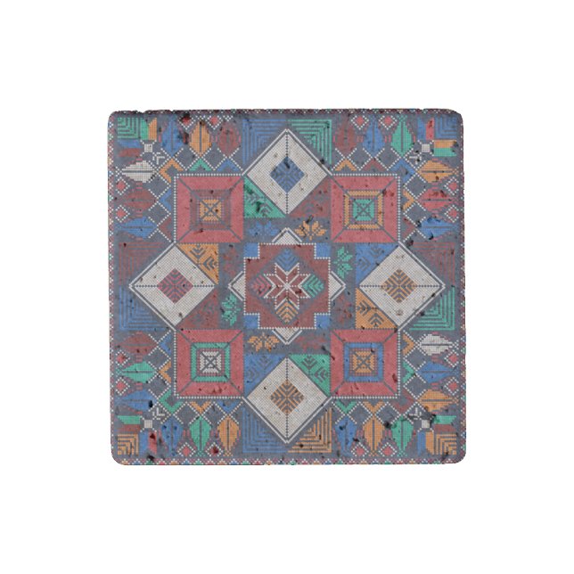 Traditional Palestine Embroidery tatreez  colorful Stone Magnet (Front)