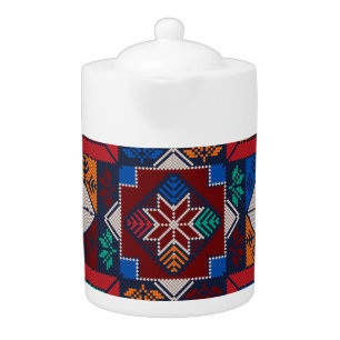 Traditional Palestine Embroidery tatreez colorful Teapot