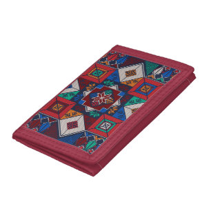 Traditional Palestine Embroidery tatreez  colorful Tri-fold Wallet