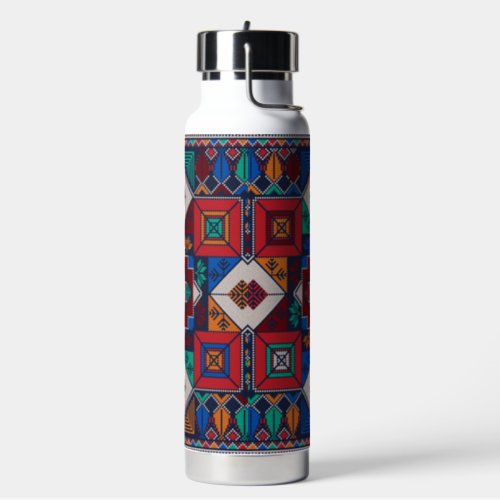 Traditional Palestine Embroidery tatreez  colorful Water Bottle
