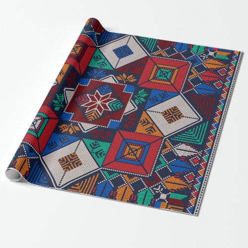 Traditional Palestine Embroidery tatreez  colorful Wrapping Paper