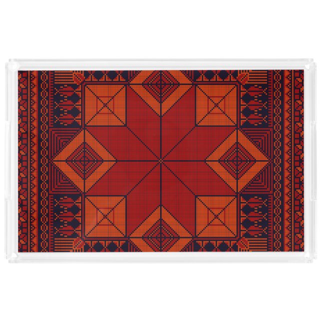 Traditional Palestine Embroidery tatreez Pattern   Acrylic Tray (Front)