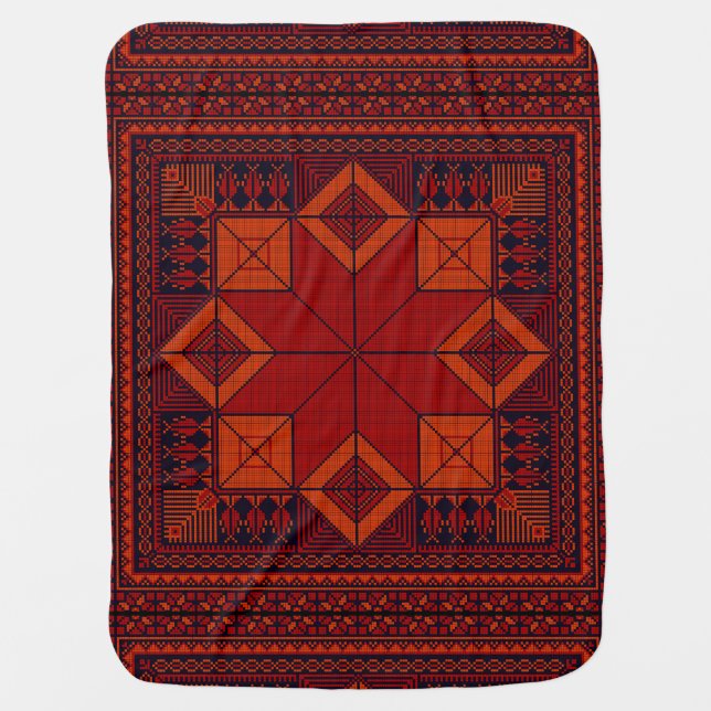 traditional Palestine Embroidery tatreez Pattern  Baby Blanket (Front)