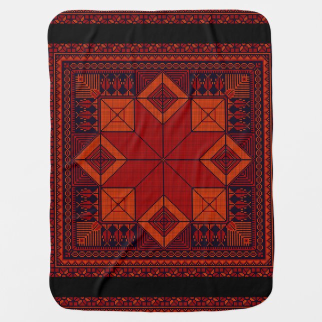 traditional Palestine Embroidery tatreez Pattern  Baby Blanket (Front)