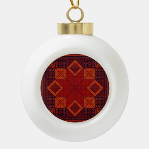 Traditional Palestine Embroidery tatreez Pattern   Ceramic Ball Christmas Ornament
