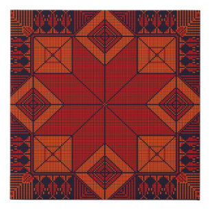 traditional Palestine Embroidery Tatreez Pattern Faux Canvas Print