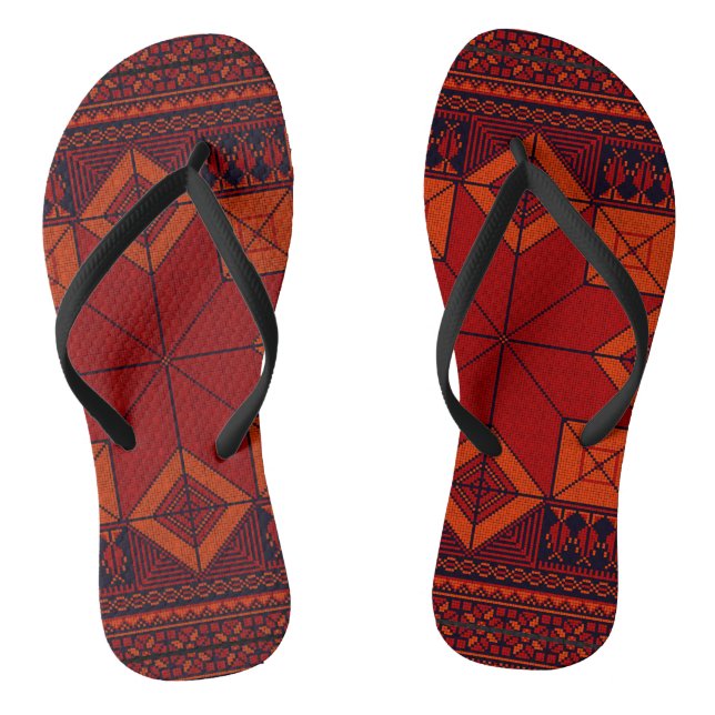 Traditional Palestine Embroidery tatreez Pattern   Flip Flops (Footbed)