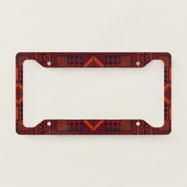 traditional Palestine Embroidery Tatreez Pattern  License Plate Frame (Front)