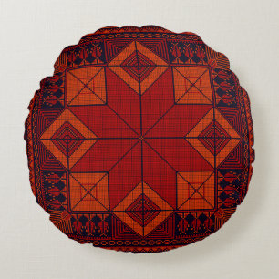 Traditional Palestine Embroidery tatreez Pattern Round Pillow