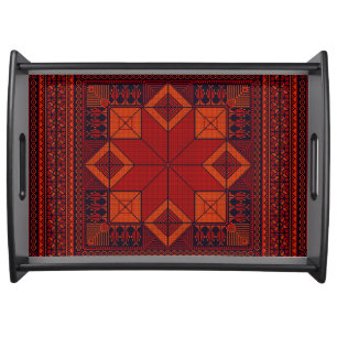 traditional Palestine Embroidery Tatreez Pattern Serving Tray