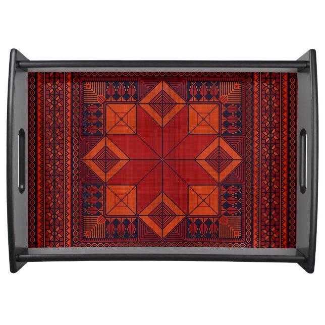 traditional Palestine Embroidery Tatreez Pattern  Serving Tray (Front)