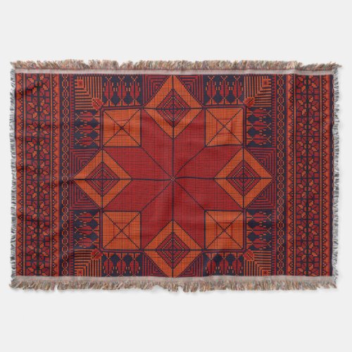 traditional Palestine Embroidery tatreez Pattern  Throw Blanket