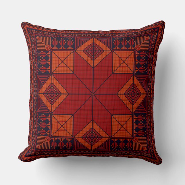 traditional Palestine Embroidery Tatreez Pattern  Throw Pillow (Front)