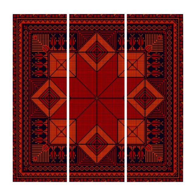 traditional Palestine Embroidery Tatreez Pattern  Triptych (Front)
