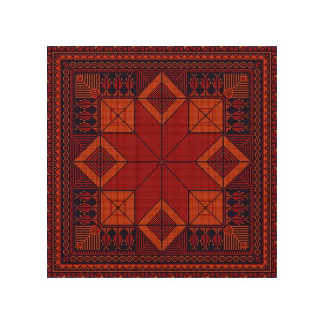 traditional Palestine Embroidery Tatreez Pattern  Wood Wall Art (Front)