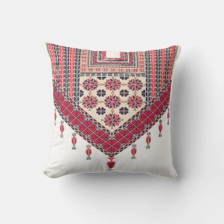 Traditional Palestinian Embroidery Throw Pillow