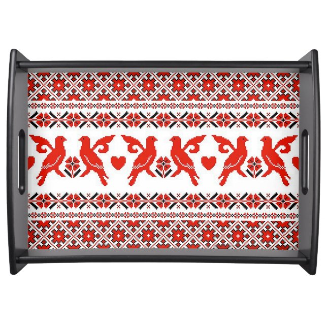 “Traditional Palestinian Tatreez Pattern”  Serving Tray (Front)