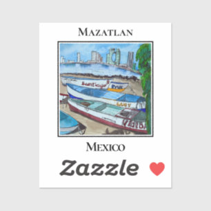 Traditional Panga Fishing Boats at Playa Norte Sticker