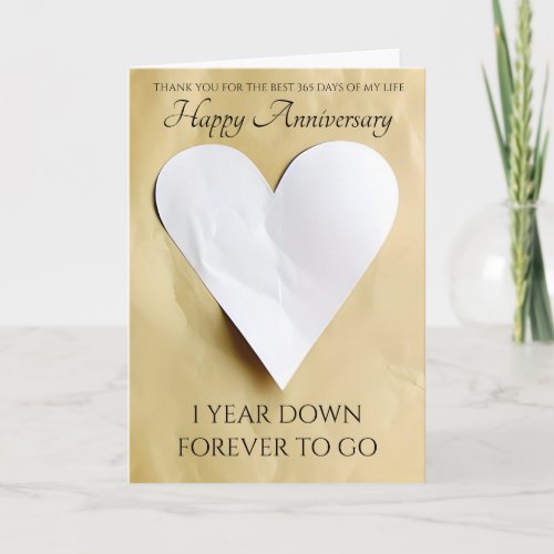 Traditional Paper 1st Anniversary Heart Card