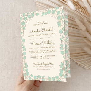 Traditional Pastel Elephant Baraat Indian Wedding Invitation
