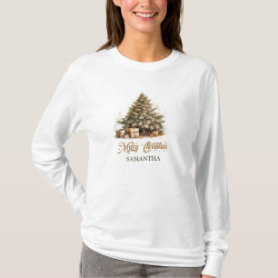 Traditional pastel green and ivory Christmas tree T-Shirt