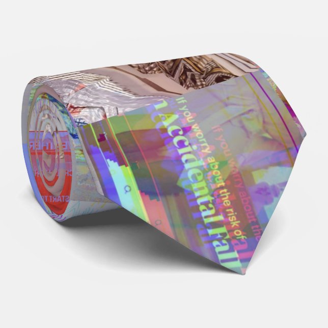 Traditional Patchwork Geometric Glitch Mosaic Neck Tie (Rolled)