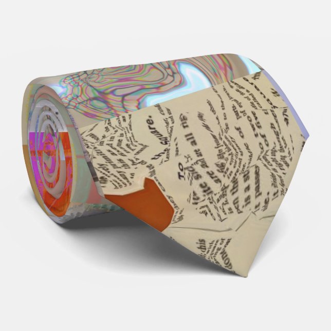 Traditional Patchwork Geometric Glitch Mosaic Neck Tie (Rolled)