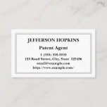 [ Thumbnail: Traditional Patent Agent Business Card ]