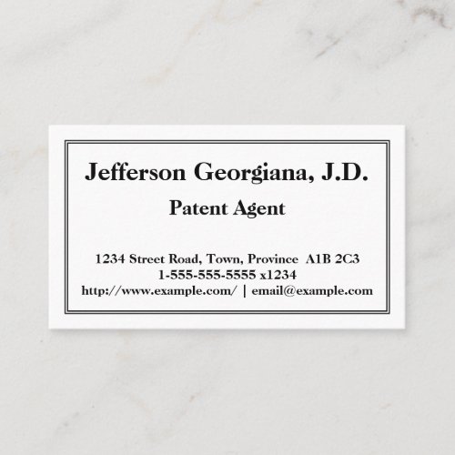 Traditional Patent Agent Business Card