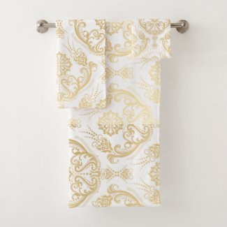 Traditional pattern, orange and white floral 