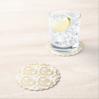 Traditional pattern, orange and white floral 