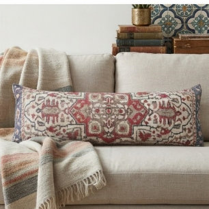Traditional Persian Anatolian Red Octagonal Floral Body Pillow