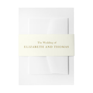 Traditional  personalize gold and ivory wedding invitation belly band