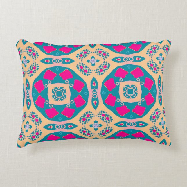Traditional, Peruvian patchwork, tile pattern Accent Pillow (Front)