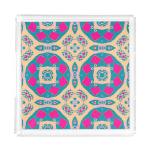 Traditional, Peruvian patchwork, tile pattern Acrylic Tray