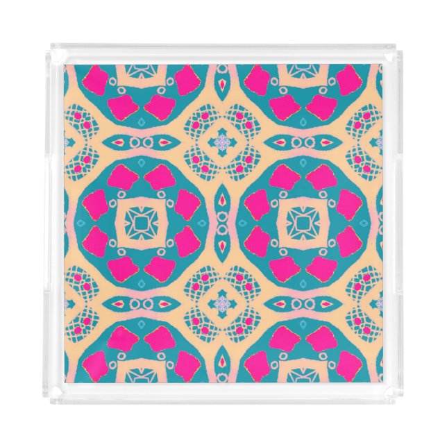 Traditional, Peruvian patchwork, tile pattern Acrylic Tray (Front)