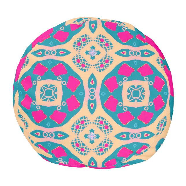 Traditional, Peruvian patchwork, tile pattern Pouf (Bottom)