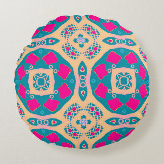Traditional, Peruvian patchwork, tile pattern Round Pillow