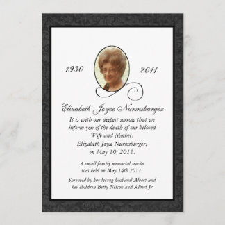 Traditional Photo Death Announcement Card