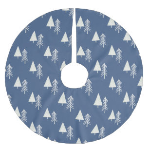  Traditional Pine Trees Blue Brushed Polyester Tree Skirt