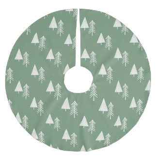 Traditional Pine Trees Green Brushed Polyester Tree Skirt
