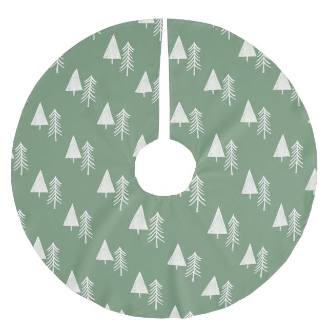 Traditional Pine Trees Green Brushed Polyester Tree Skirt (Front)