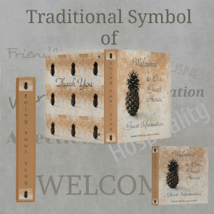 Traditional Pineapple WelcomeGuest Information Tan 3 Ring Binder