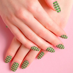Traditional Pink And Green Golf Diamonds Minx Nail Art
