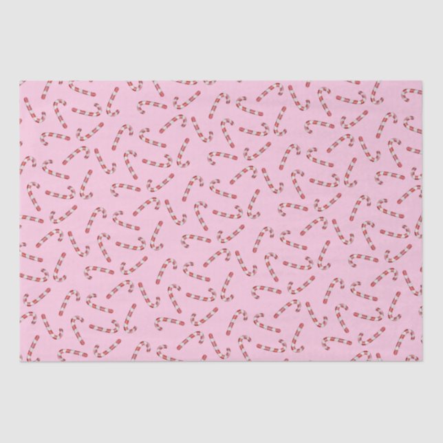 Traditional Pink Candy Cane Vintage Christmas Tissue Paper (Front)