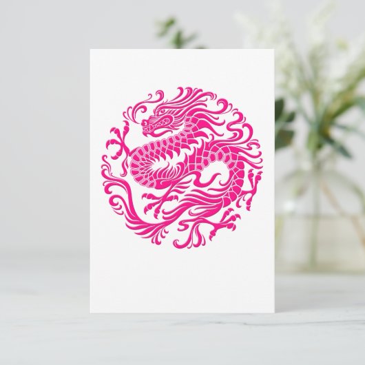 Traditional Pink Chinese Dragon Circle (Standing Front)