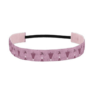 Traditional Pink Christmas Trees & Reindeer Athletic Headband