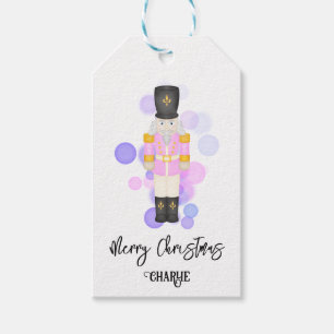 Traditional Pink & Lilac Christmas Nutcracker Gift Tags